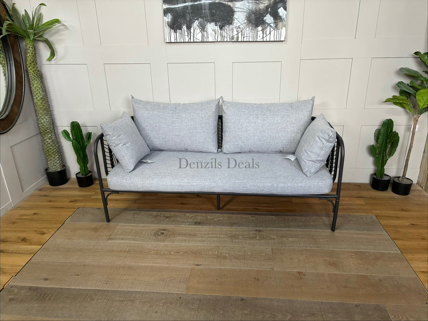 John Lewis Chevron Garden Outdoor 2 Seater Sofa Grey