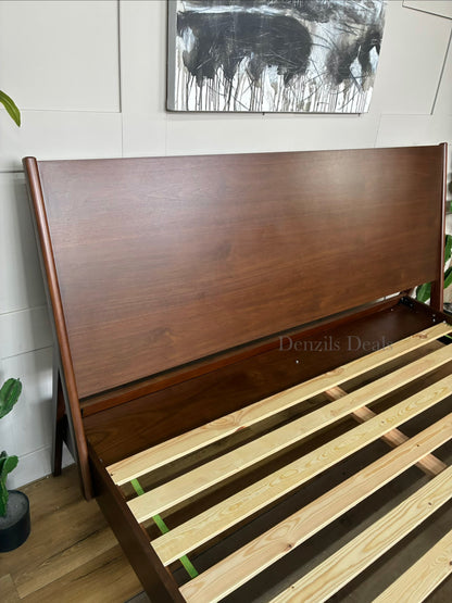 West Elm Mid Century modern Wright Super King size Bed Frame Solid Wood R19