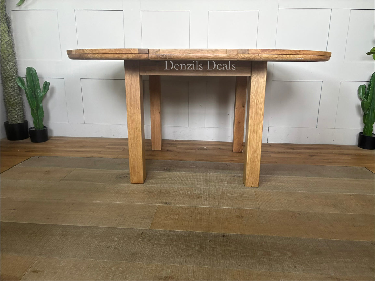 Knightsbridge 6 Seater Round Extendable Dining Table, Natural Solid Oak by oak furnitureland