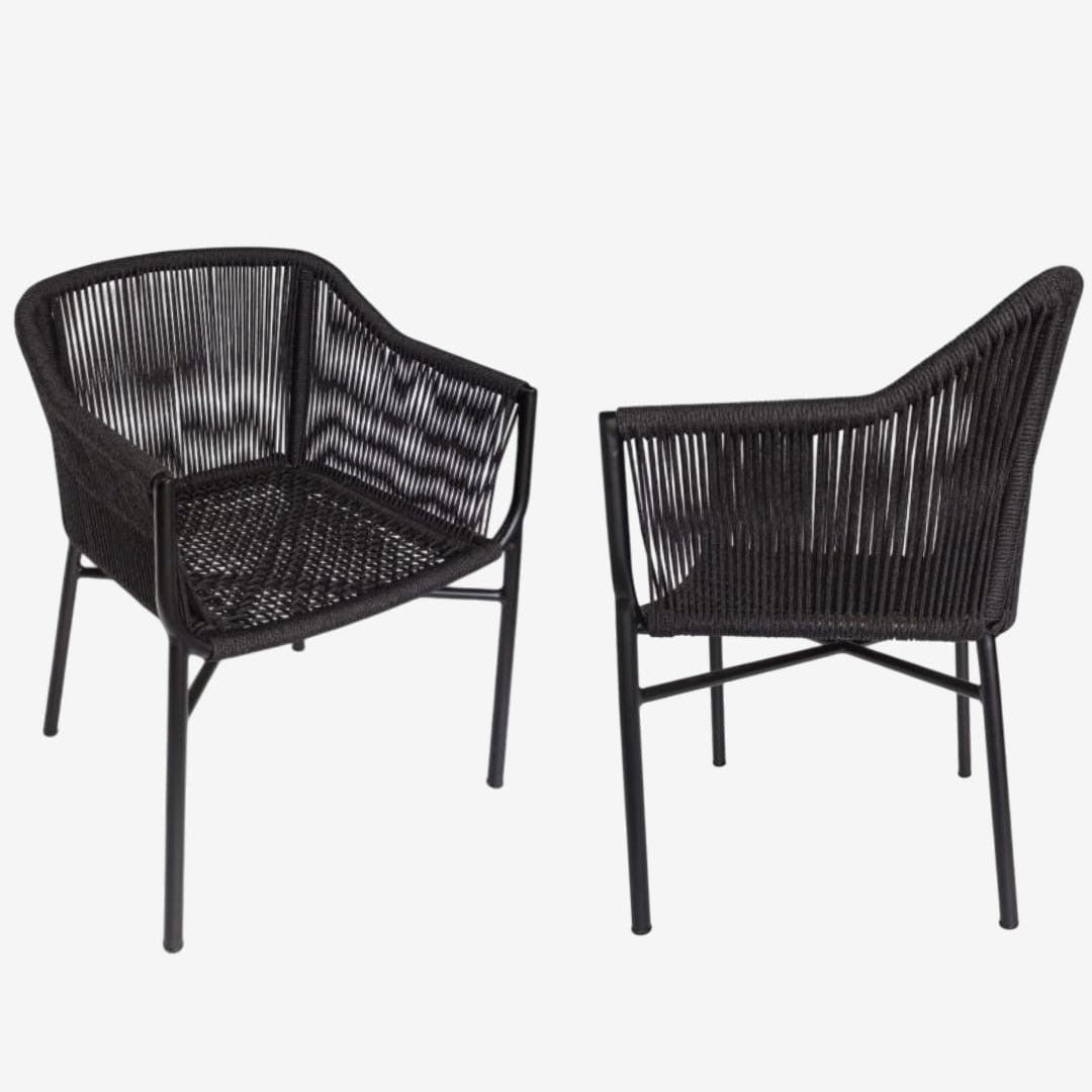 BOGART ROPE CARVER BLACK PAIR OF CHAIRS, set of 2