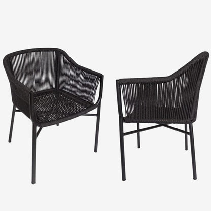 BOGART ROPE CARVER BLACK PAIR OF CHAIRS, set of 2