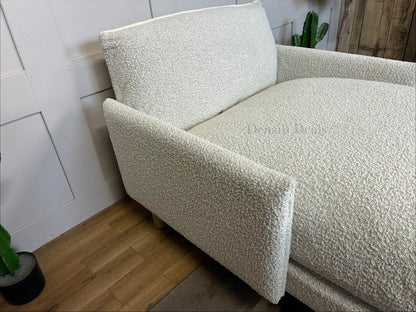 Cozmo Cosy 1.5 Seater Chaise Snuggler, Ecru Boucle Natural Piping