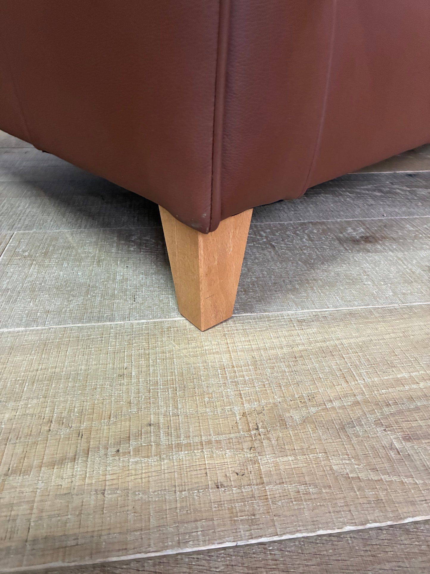 John Lewis Charlotte II Large 3 Seater Leather Sofa, Matt Chestnut R41