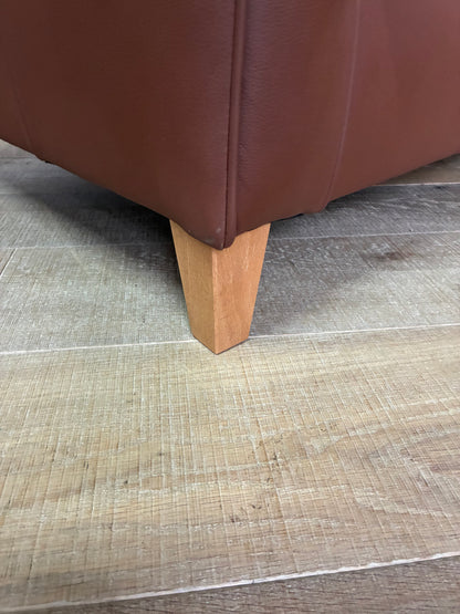 John Lewis Charlotte II Large 3 Seater Leather Sofa, Matt Chestnut R41