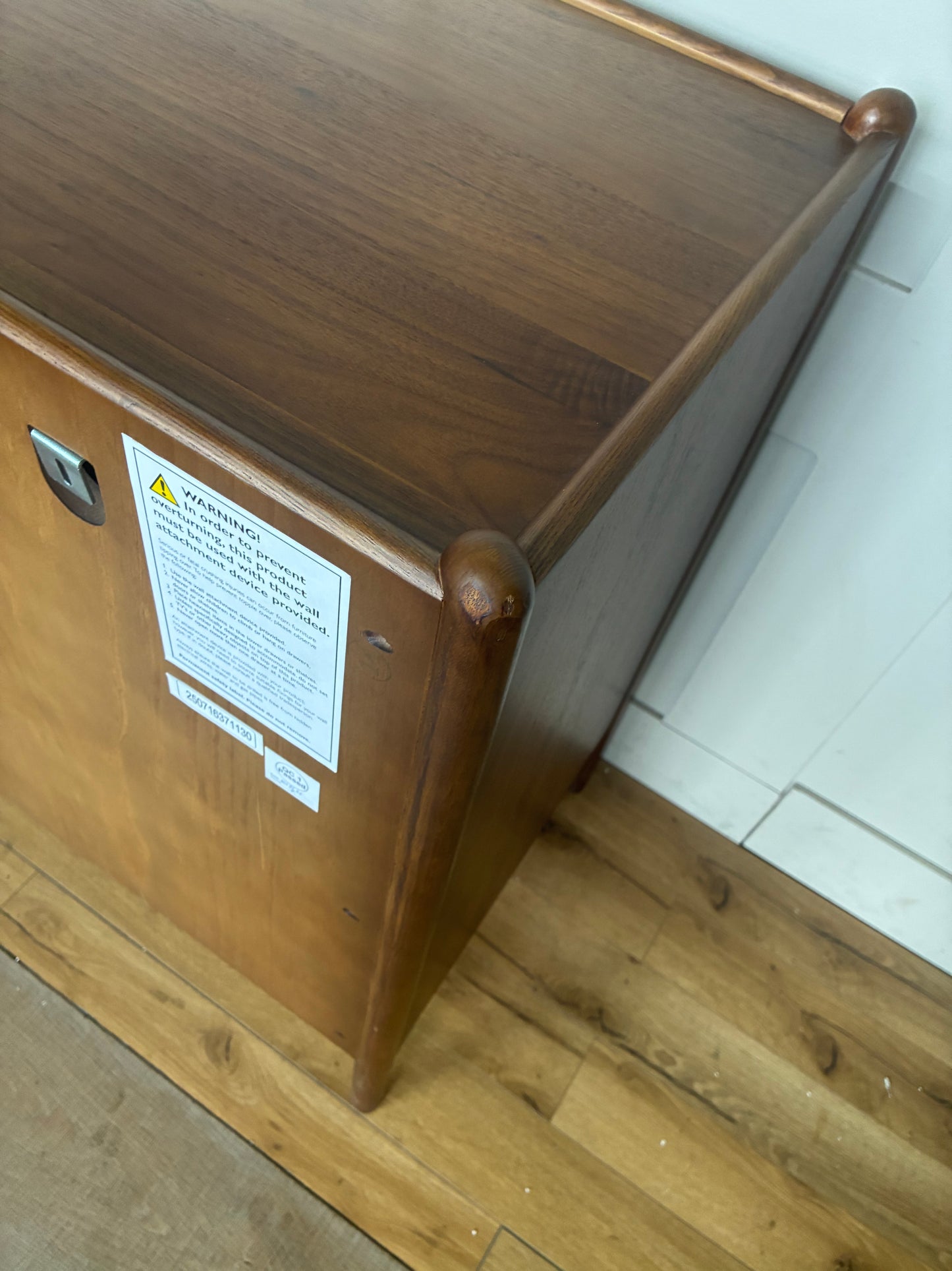 John Lewis Scandi 3 Drawer Wood Chest, Walnut Finish Rrp £499