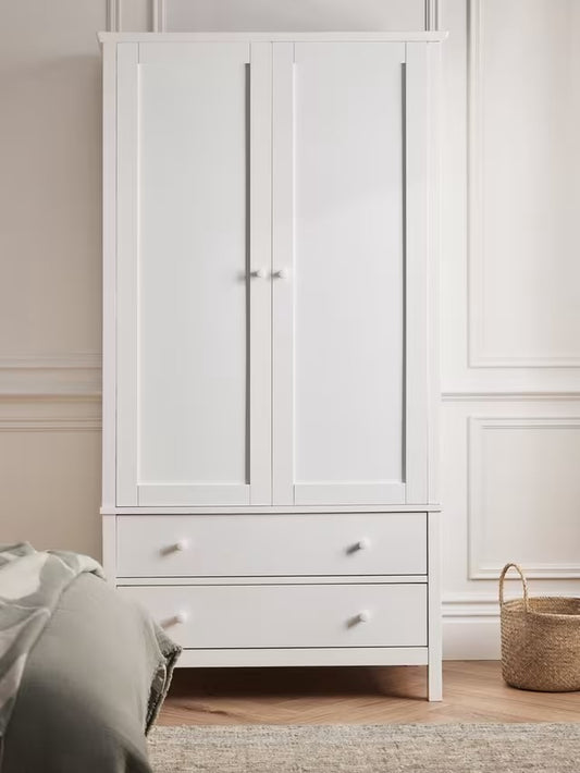 John Lewis Wilton 2 Door Wardrobe, white R8