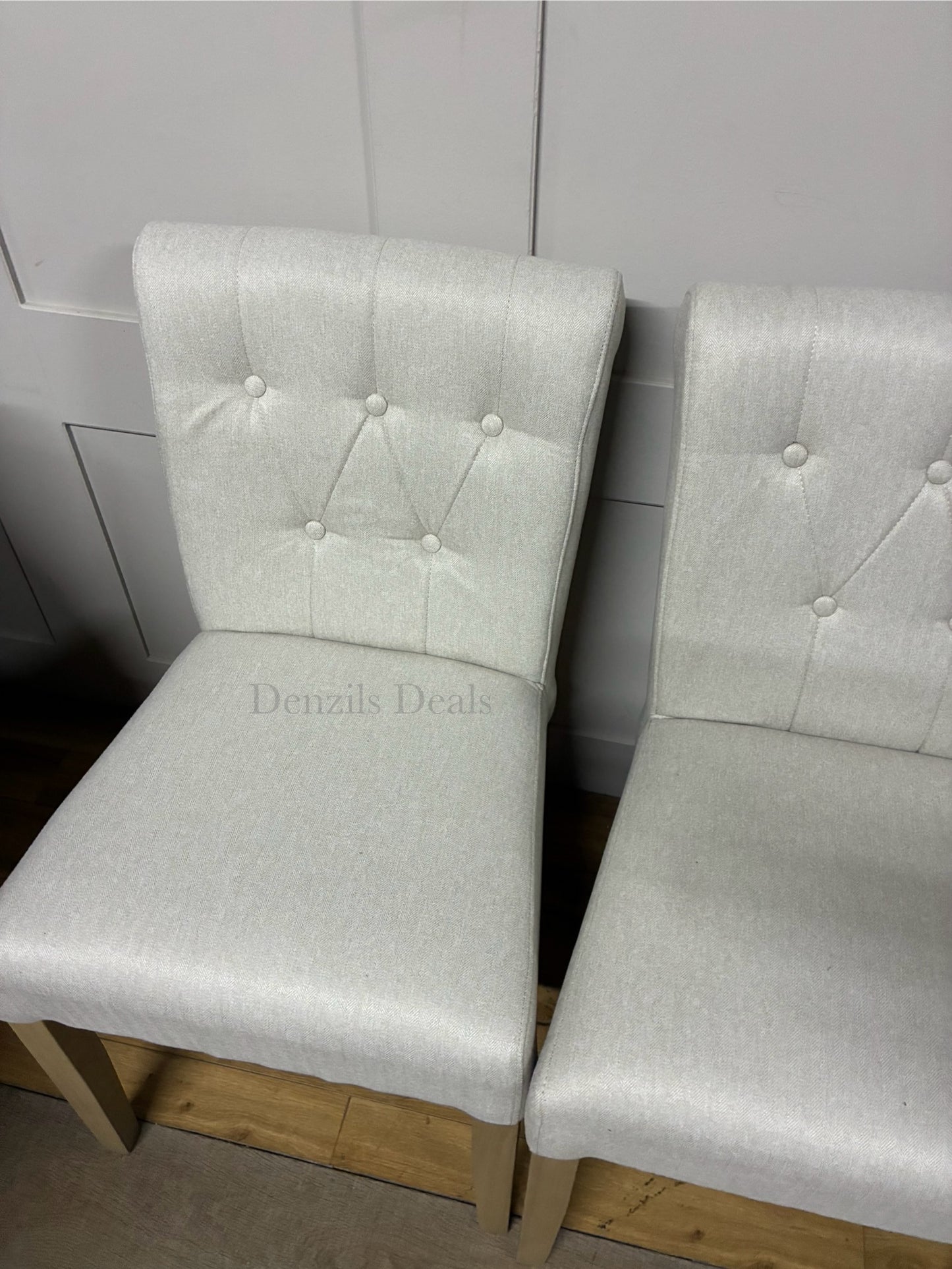 John Lewis Margo Button Back Dining Chair Brushed Tweed, Natural, Set of 4