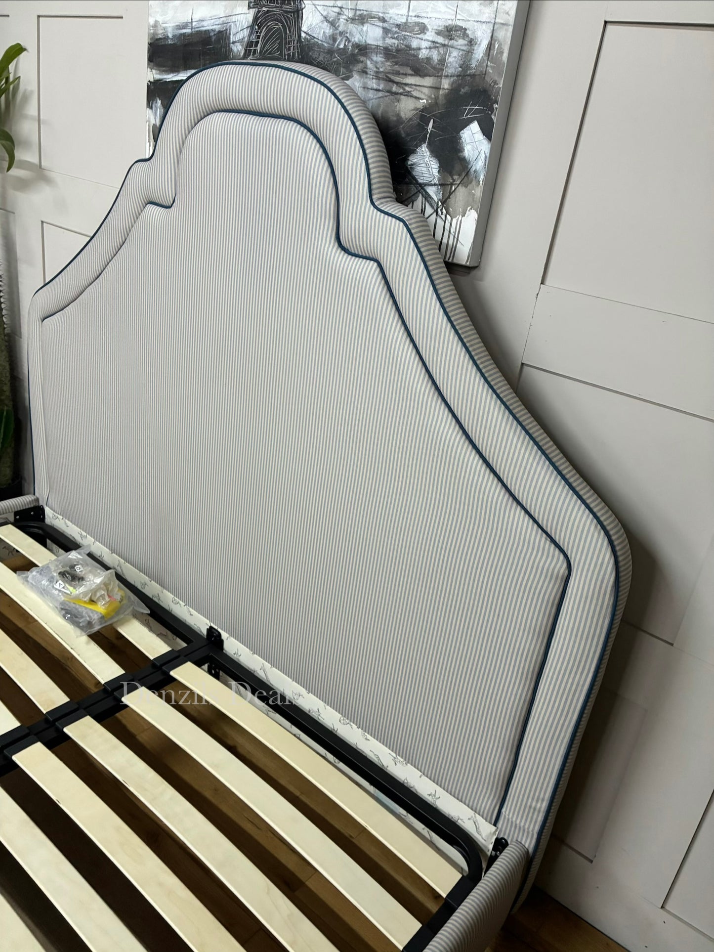Joules Thornton Super King  bed frame in blue Ticking Stripe By DFS Rrp £1299