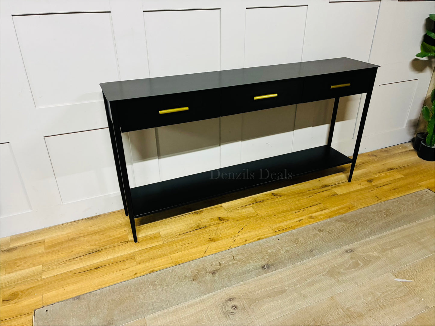 West Elm black metalwork console with 3 drawers 156.7cm Wide. Rrp £1029