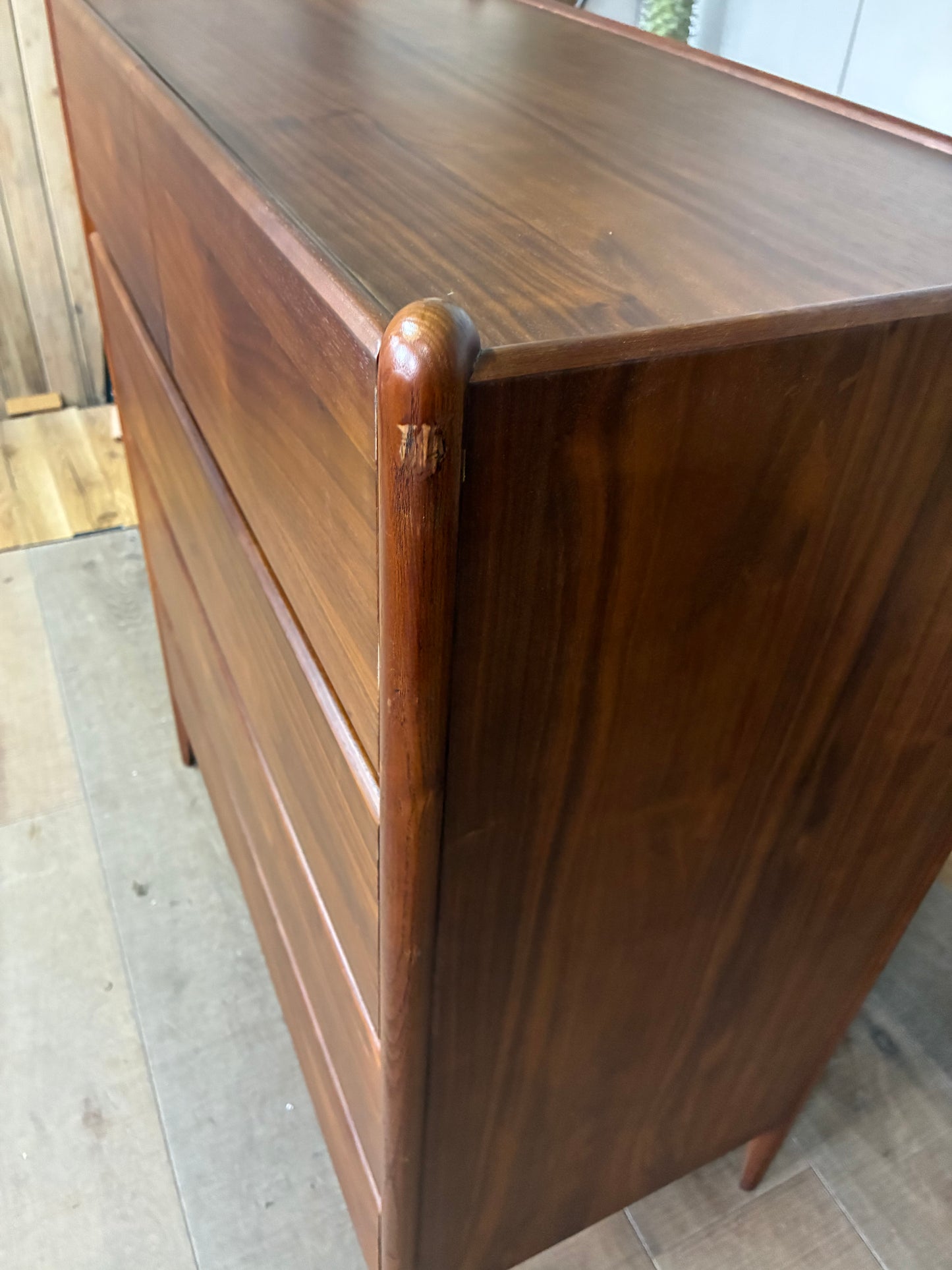 John Lewis Scandi 5 Drawer Wood Chest, Walnut Finish RRrp £649