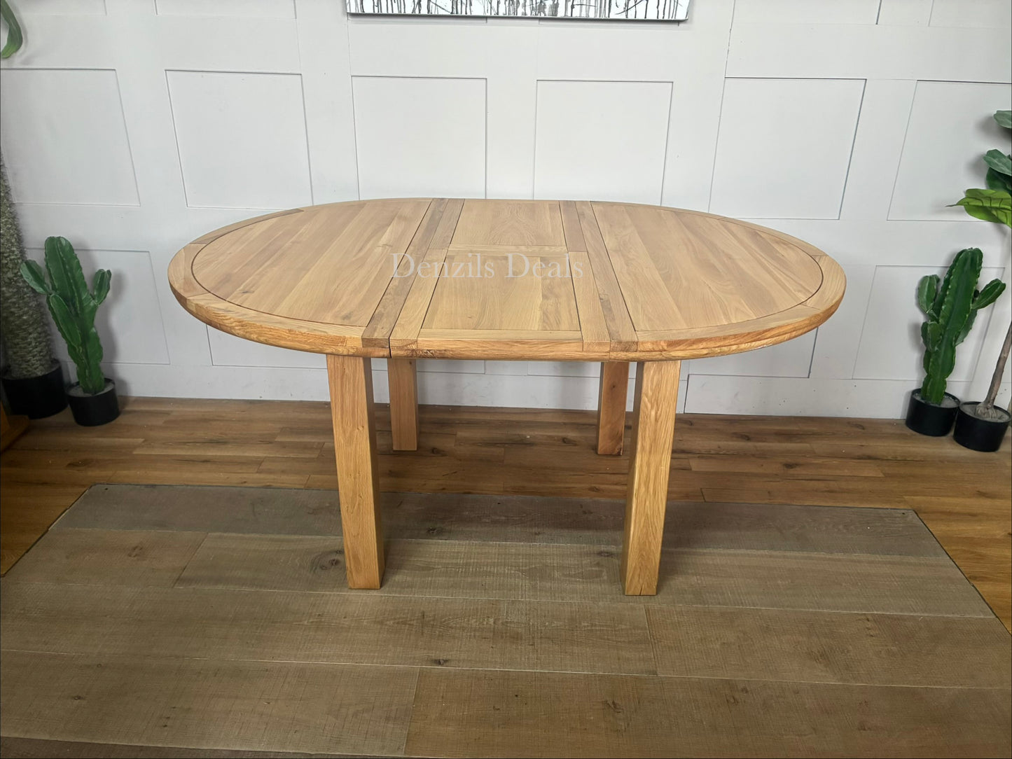 Knightsbridge 6 Seater Round Extendable Dining Table, Natural Solid Oak by oak furnitureland