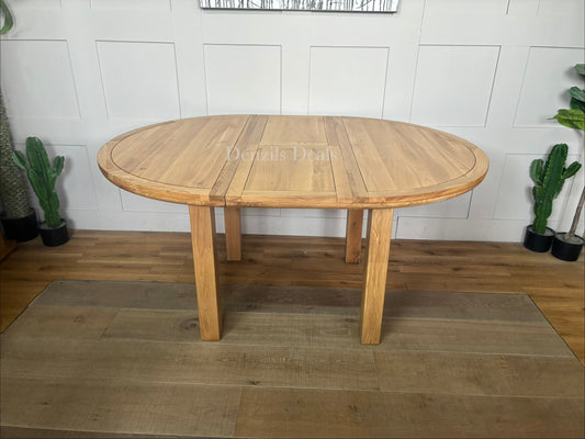 Knightsbridge 6 Seater Round Extendable Dining Table, Natural Solid Oak by oak furnitureland