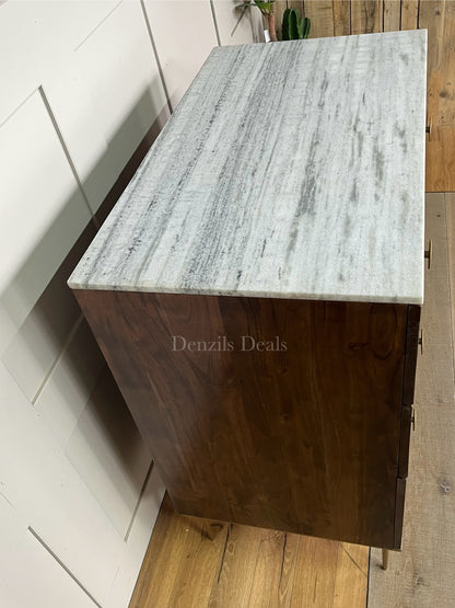 John Lewis Trinity Marble Top Acacia Wood 3 Drawer Chest, Brown Rrp £699 R36