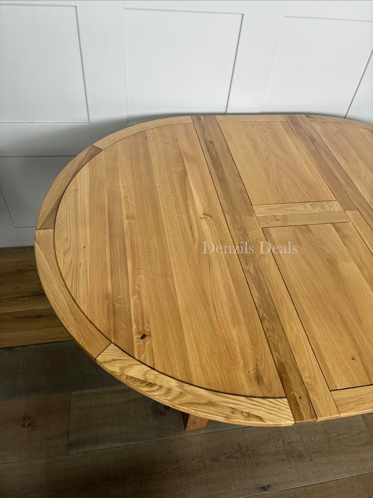 Knightsbridge 6 Seater Round Extendable Dining Table, Natural Solid Oak by oak furnitureland