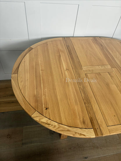 Knightsbridge 6 Seater Round Extendable Dining Table, Natural Solid Oak by oak furnitureland