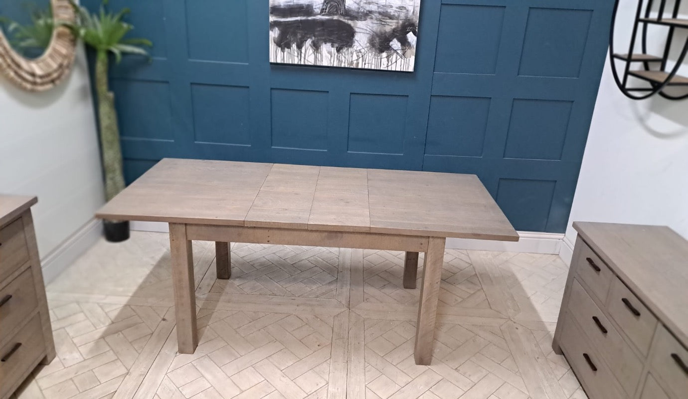 Scandinavian style rustic pine extending dining table