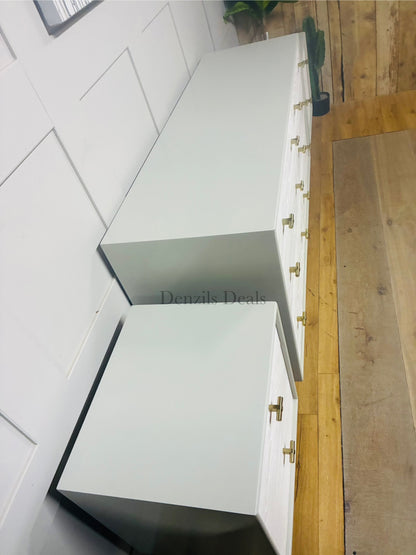 West Elm Modernist Wood & Lacquer Bedside Tables X2