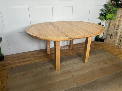Knightsbridge 6 Seater Round Extendable Dining Table, Natural Solid Oak by oak furnitureland