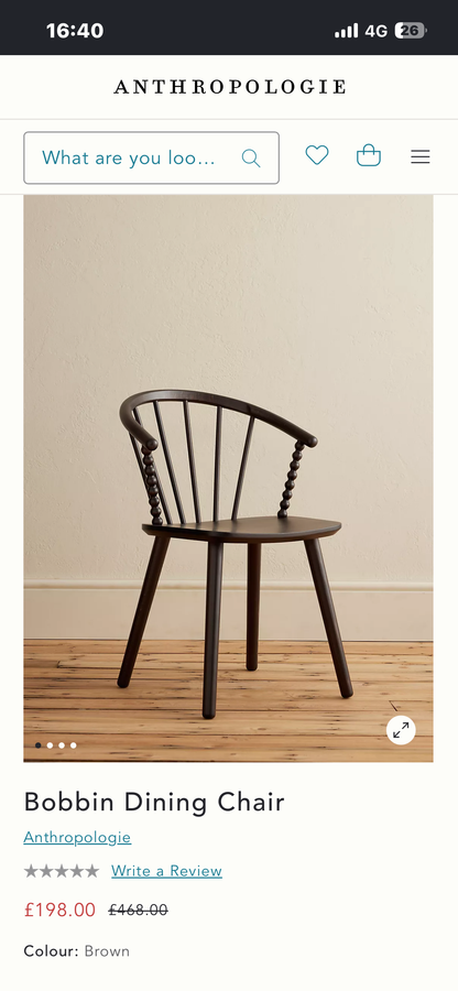 Anthropologie Bobbin Dining Chair R26