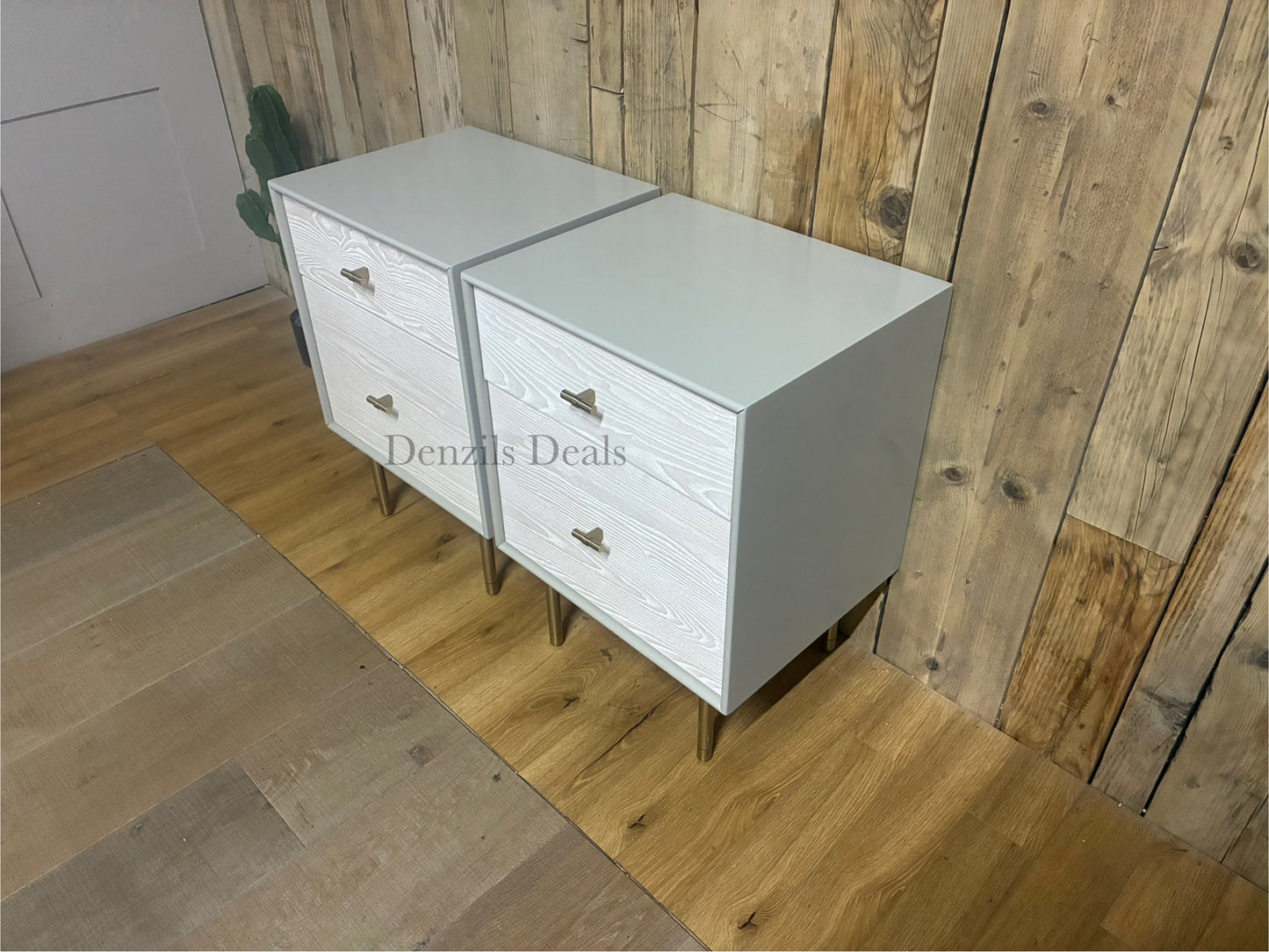 West Elm Modernist Wood & Lacquer Bedside Tables X2