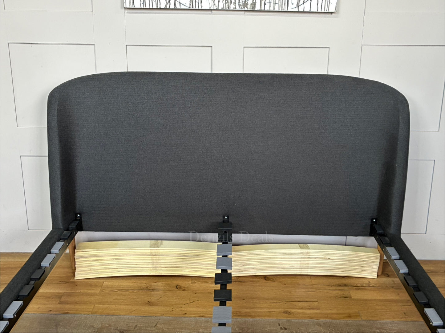 John Lewis Show-Wood Upholstered Bed Frame, King Size, Brushed Tweed Charcoal R19