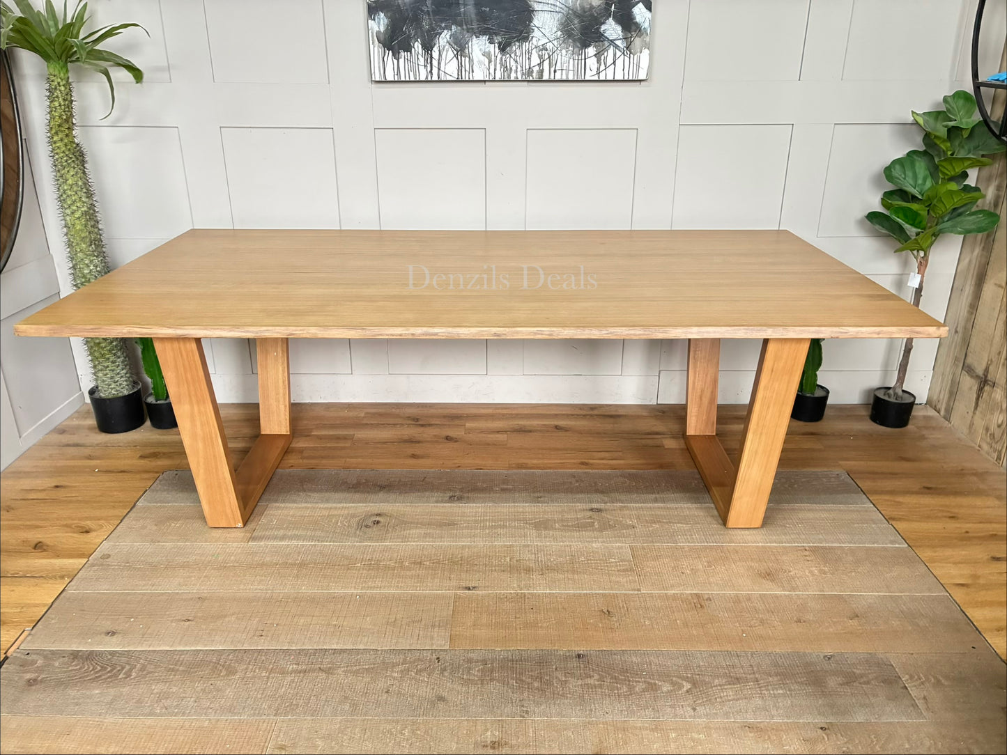 nick scali Blox Dining Table Australian Oak with Geometric Legs  #2