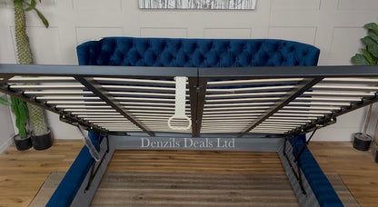 Dwell Cavendish Blue Velvet King Size Ottoman Storage Bed Frame RRP £1149