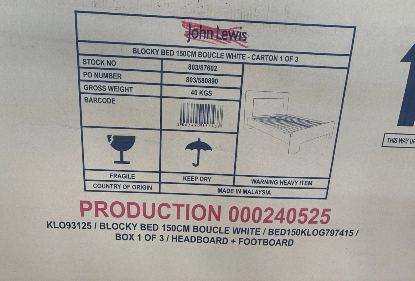 John Lewis Blocky Bed Frame, King Size, Boucle White #1