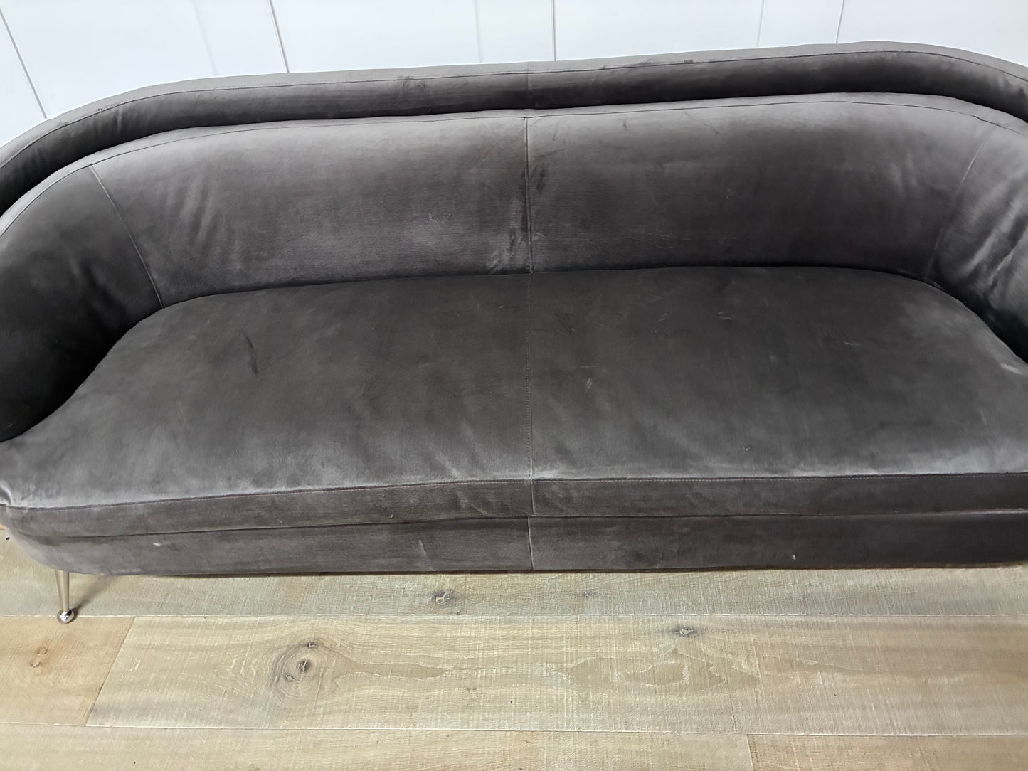 Gallery Interiors Tesoro Sofa Dark Taupe Velvet Rrp £1875 R61