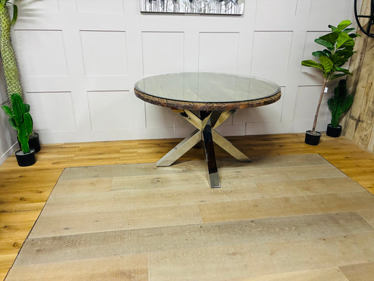 Solid Wood Round Dining Table - Furniture Village Chennai Range R62