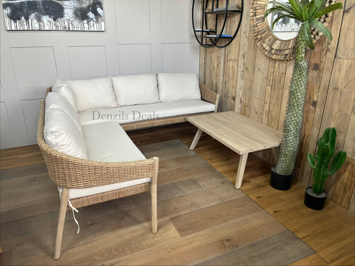 John Lewis Burford 5-Seater Woven Corner Garden Sofa & coffee Table Rrp £1390