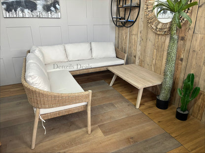 John Lewis Burford 5-Seater Woven Corner Garden Sofa & coffee Table Rrp £1390