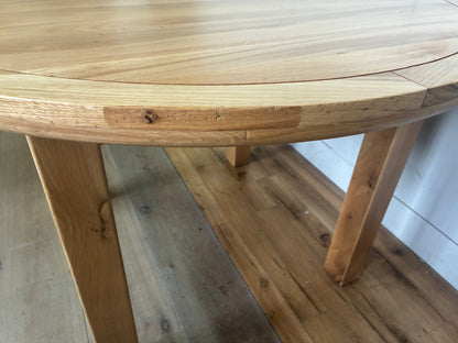 Knightsbridge 6 Seater Round Extendable Dining Table, Natural Solid Oak by oak furnitureland