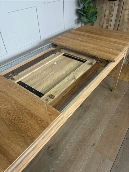 NEWTON Light Natural Solid Oak 6-8 Seater Extendable Dining Table Rrp £869