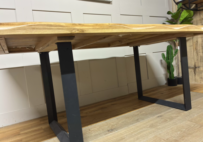 BROOKLYN Living Edge 8 Seater Dining Table Oak Furnitureland Alternative Legs.