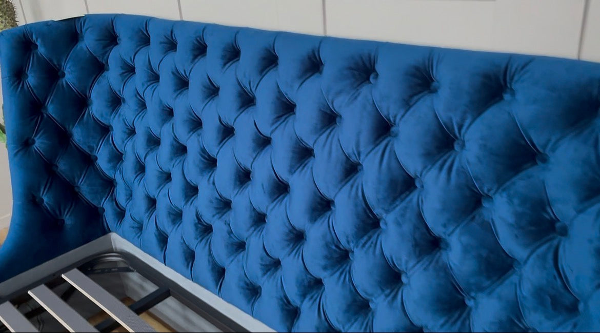 Dwell Cavendish Blue Velvet King Size Ottoman Storage Bed Frame RRP £1149