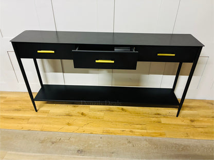 West Elm black metalwork console with 3 drawers 156.7cm Wide. Rrp £1029