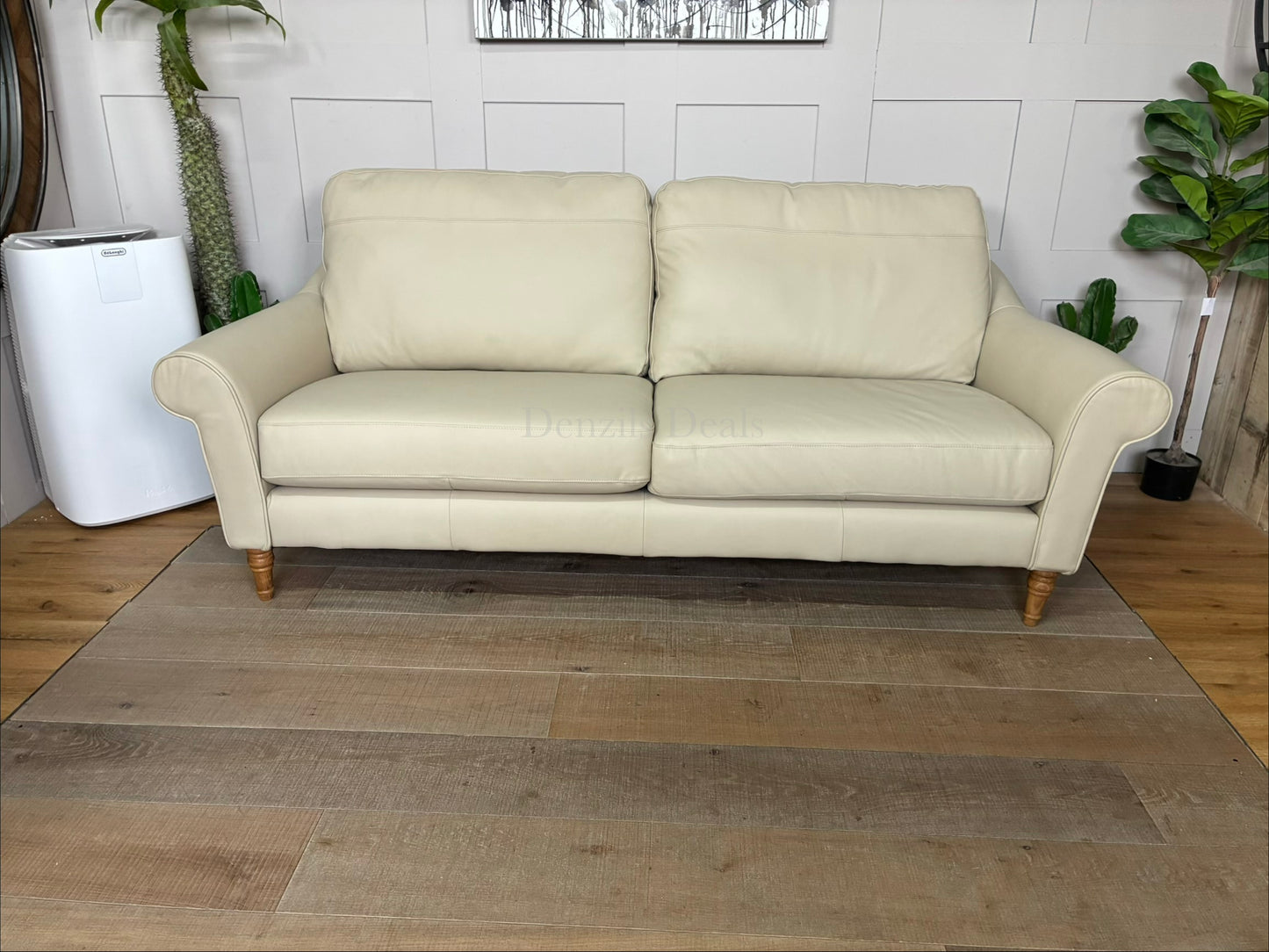 John Lewis Camber Grand 4 Seater Leather Sofa, Light Leg, Matt Pearl, With an elegant slender scroll arm, the Camber range delivers maximum style without compromising on comfort. A supportive sit, with a high back