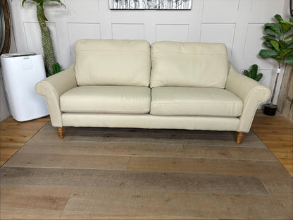 John Lewis Camber Grand 4 Seater Leather Sofa, Light Leg, Matt Pearl, With an elegant slender scroll arm, the Camber range delivers maximum style without compromising on comfort. A supportive sit, with a high back