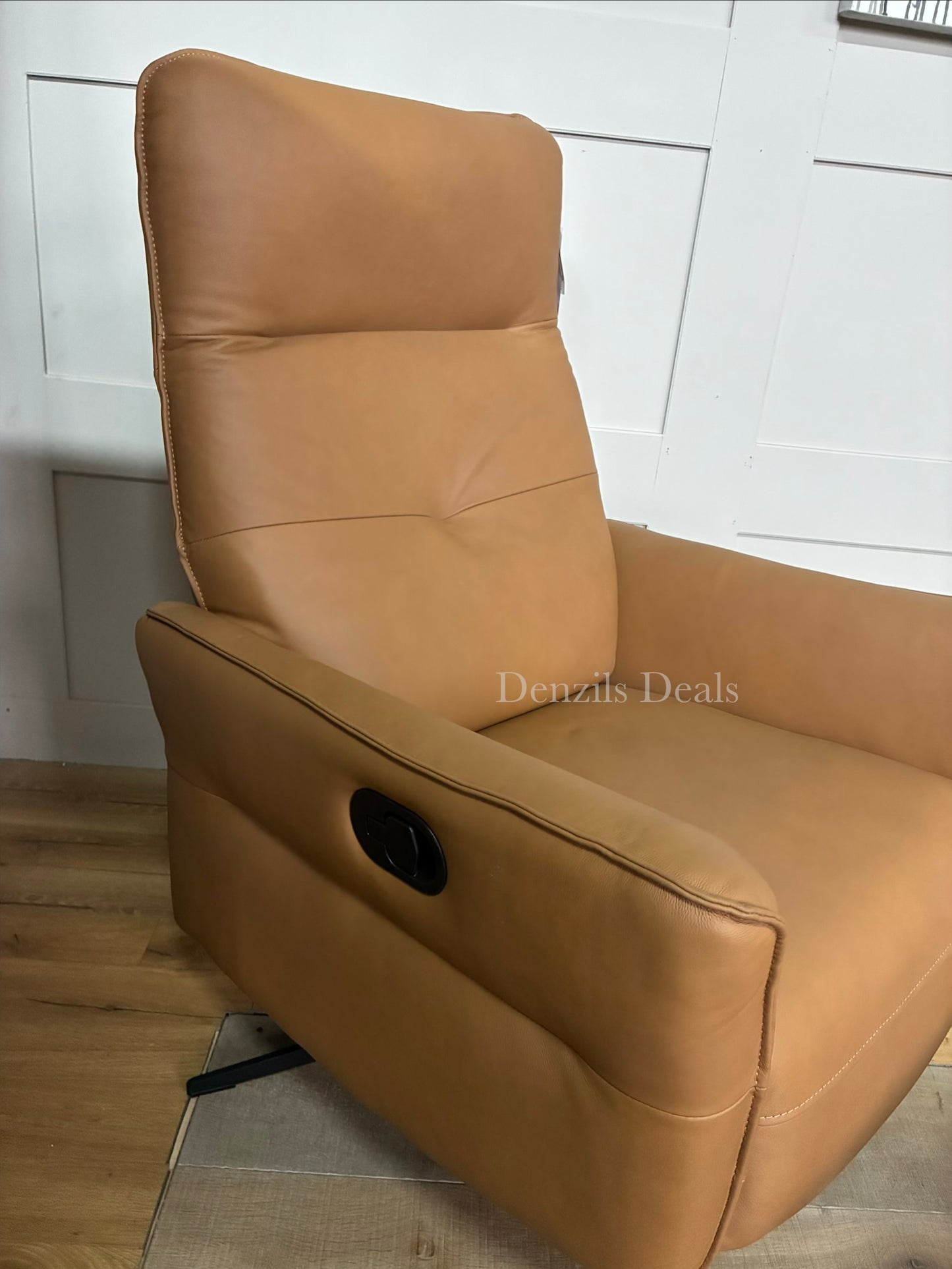 John Lewis Relaxed Recliner Armchair & Footstool, Tan Leather Rrp £949 R29