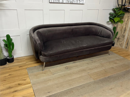 Gallery Interiors Tesoro Sofa Dark Taupe Velvet Rrp £1875 R61