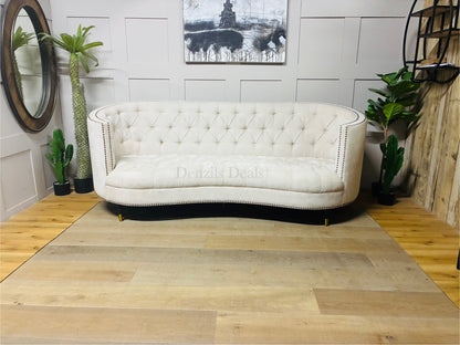 Classic Tufted Curved Back Sofa By English Georgian America