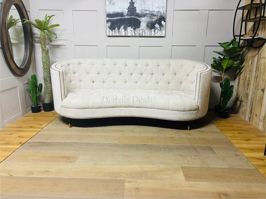Classic Tufted Curved Back Sofa By English Georgian America