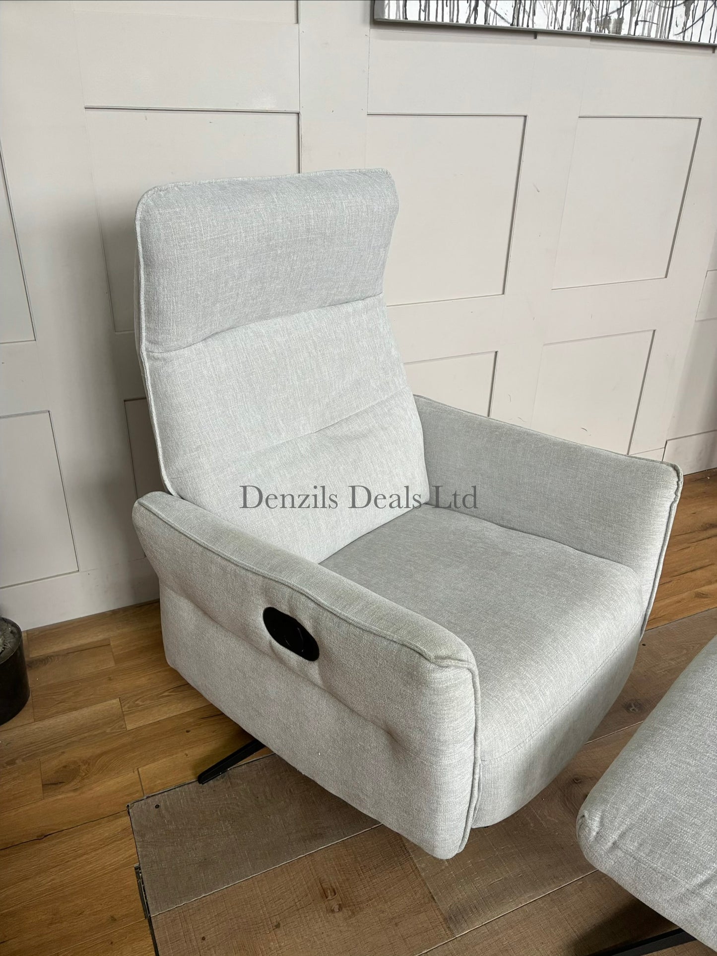 John Lewis Relaxed Recliner Armchair & Footstool, Metal Leg, Grey Chenille