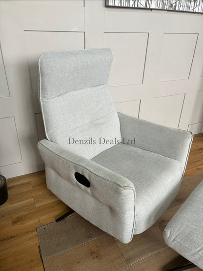 John Lewis Relaxed Recliner Armchair & Footstool, Metal Leg, Grey Chenille
