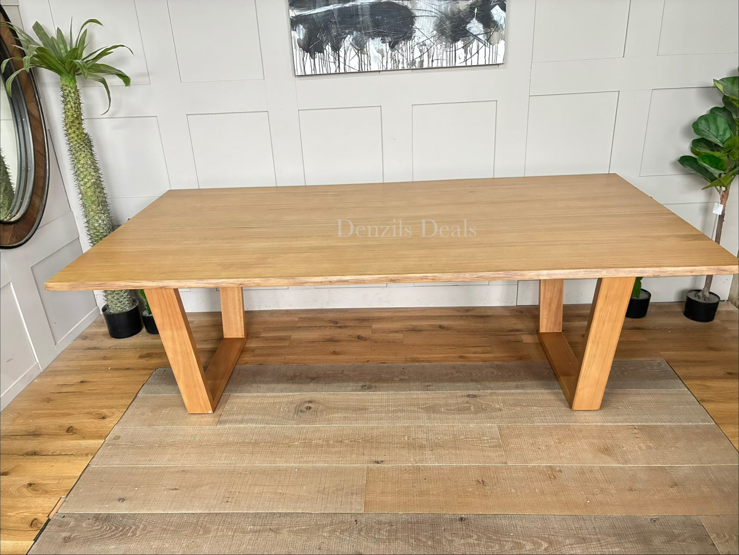 nick scali Blox Dining Table Australian Oak with Geometric Legs  #2