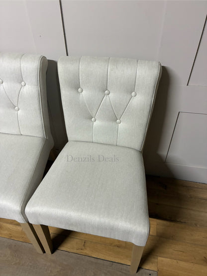 John Lewis Margo Button Back Dining Chair Brushed Tweed, Natural, Set of 4