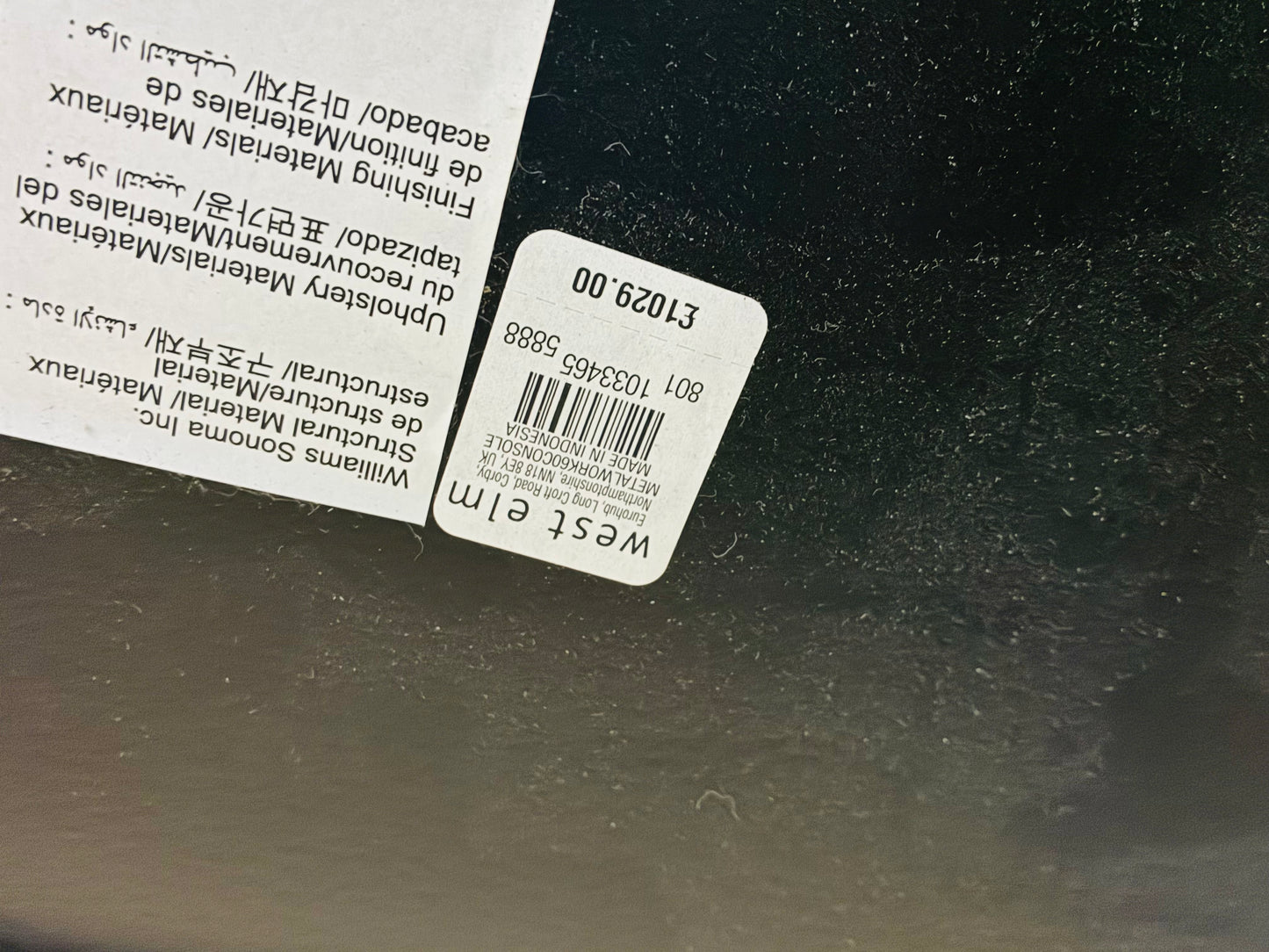 West Elm black metalwork console with 3 drawers 156.7cm Wide. Rrp £1029