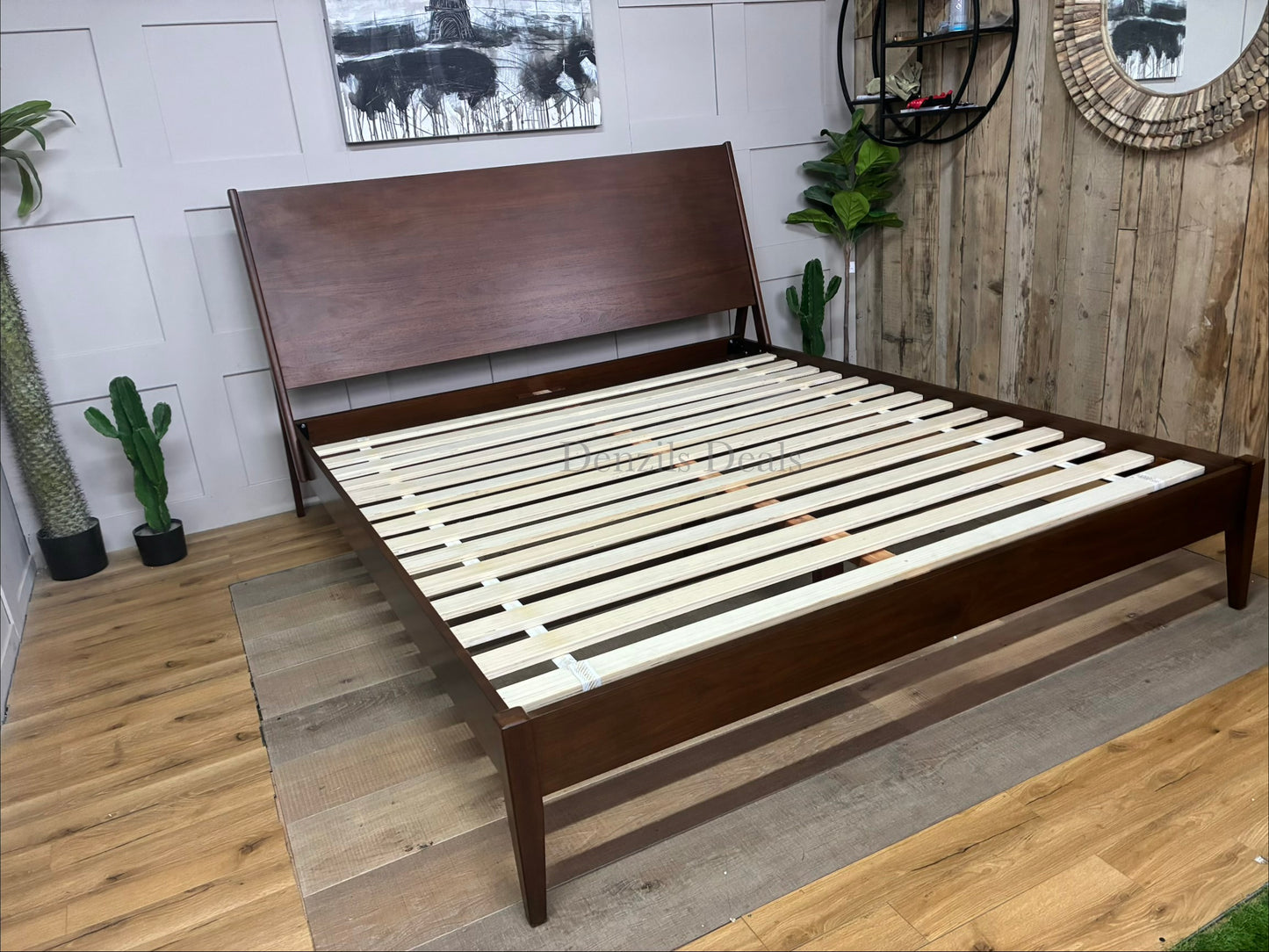 West Elm Mid Century modern Wright Super King size Bed Frame Solid Wood