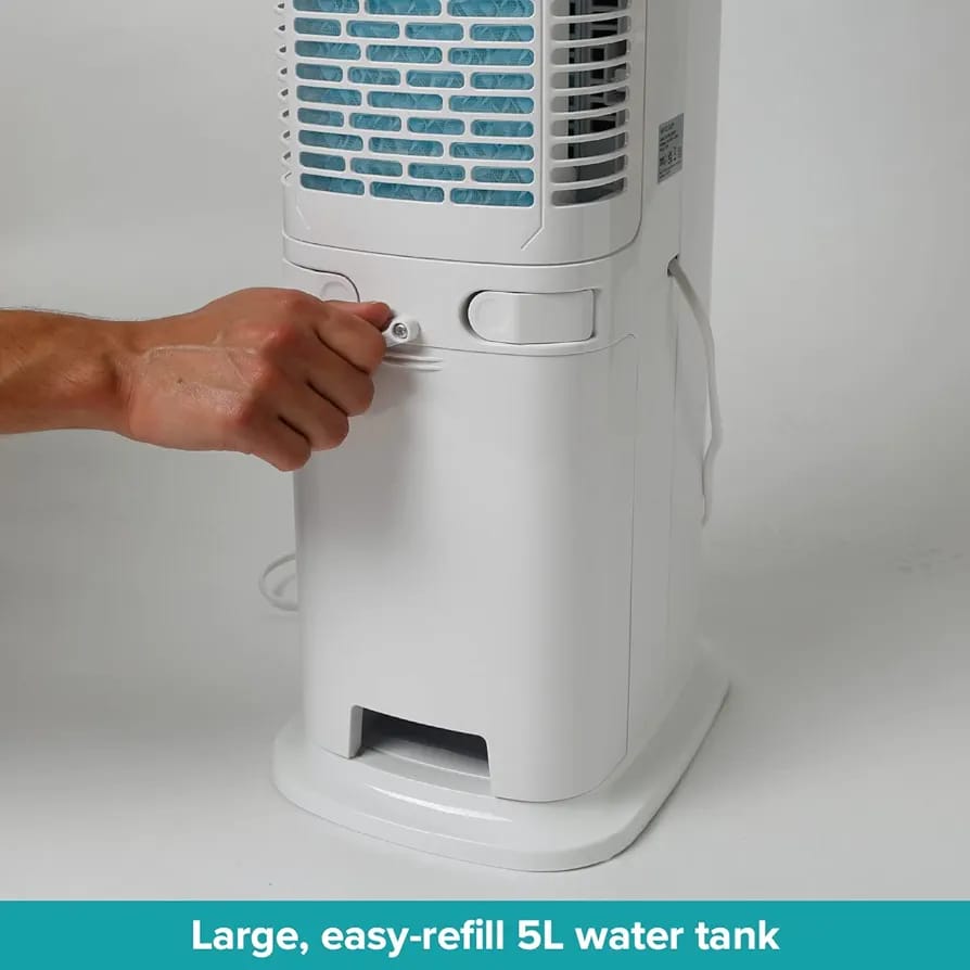 Midea SmartAir Fast Chill Tower with 5L Water Tank - Evaporative Cooling Fan - 2in1 Fan & Air Cooler - 3 Speeds & 60 Degree Oscillation - Creates a Cool Refreshing Breeze - Ideal for Hot Summer Days